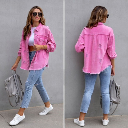 Scheurende Denim Jacket Urban Stijl