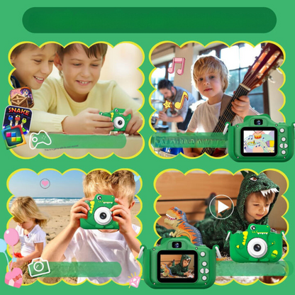 Kindercamera met Dinosaurusdesign – Fototoestel voor Jonge Ontdekkers met HD-Opname & Speelse Dino-Stickers