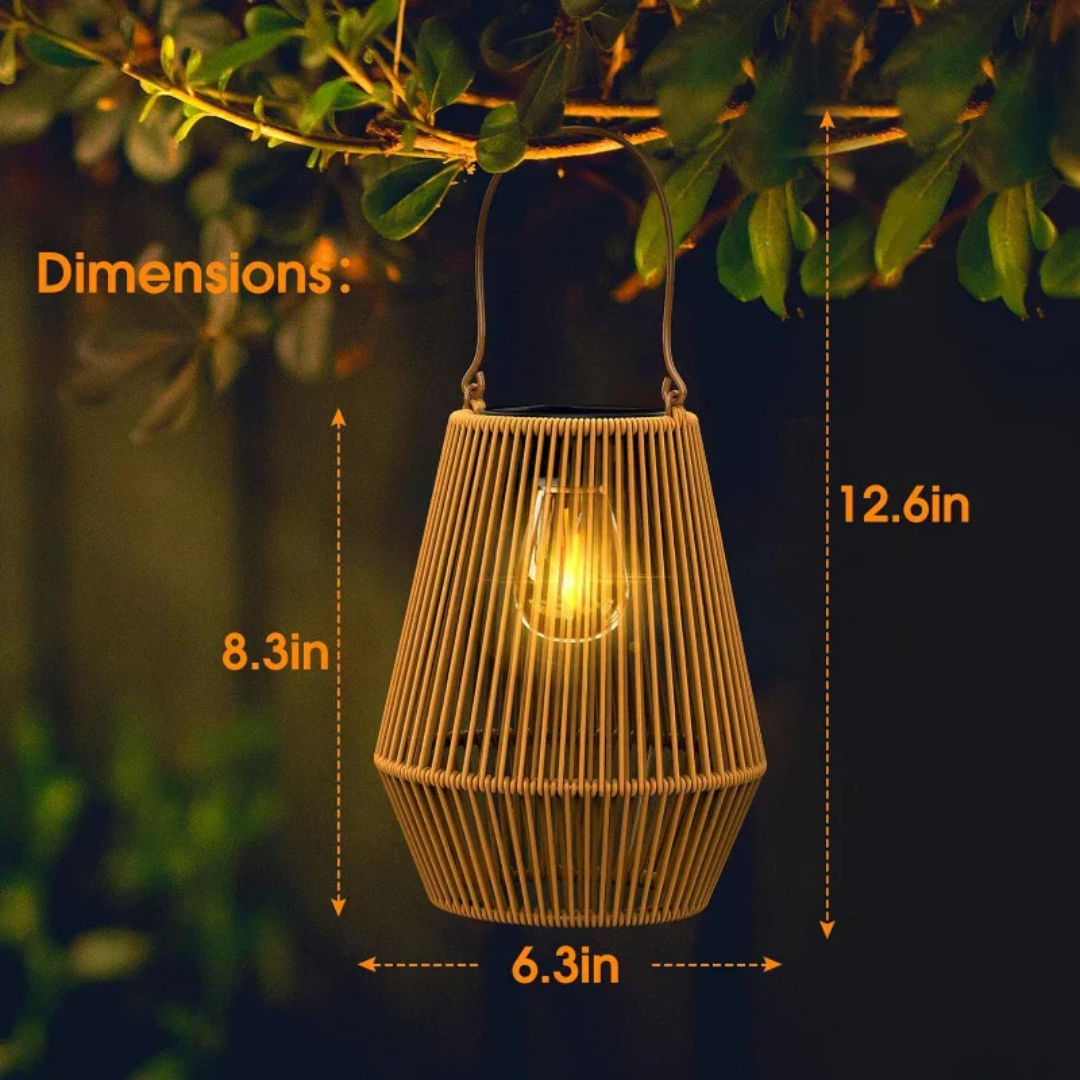 Handgevlochten Zonne-energie Tuinlantaarn met LED-verlichting Weerbestendig voor Terras en Tuin