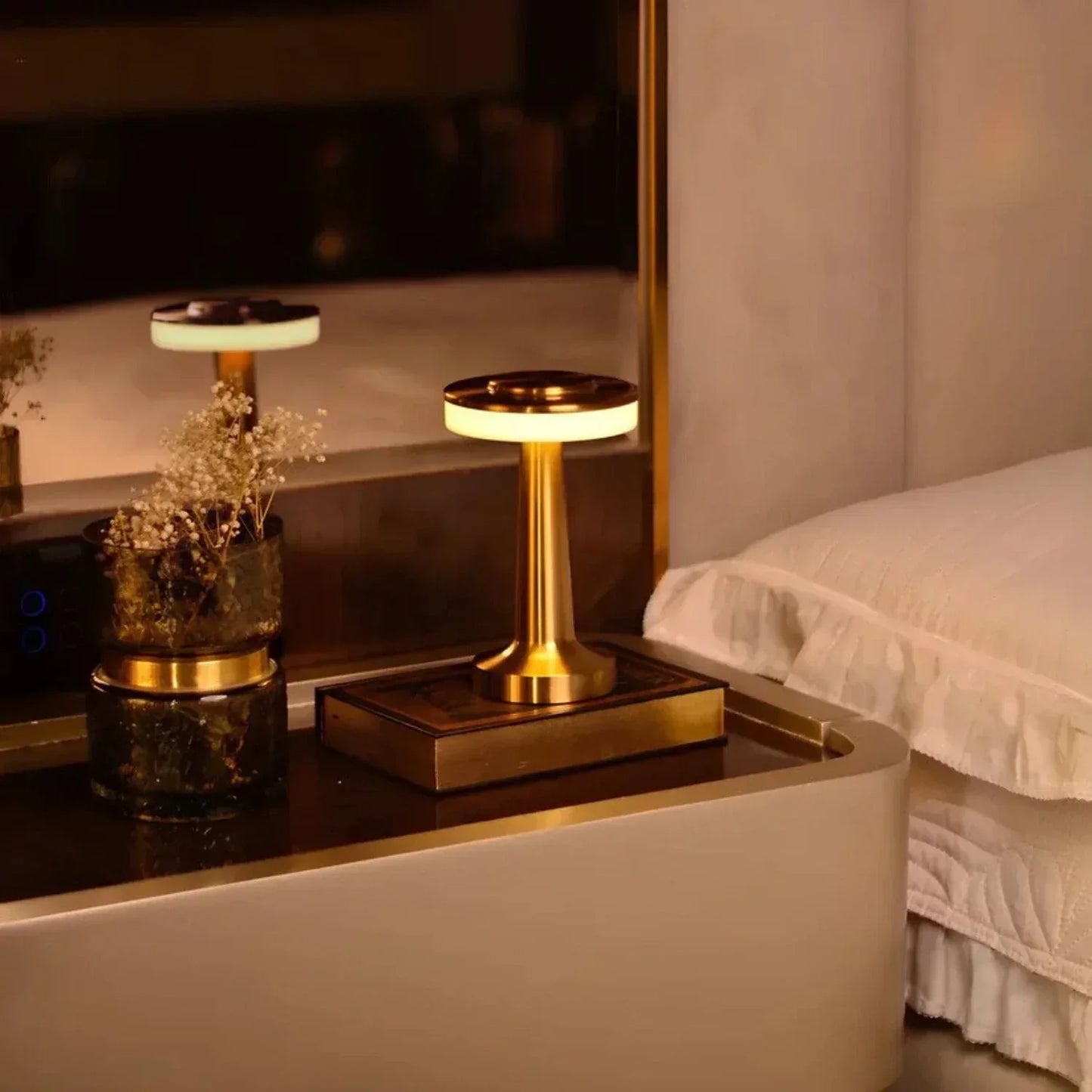 Tafellamp Draadloos Oplaadbaar Dimbaar Metaal LED 3 Lichtkleuren USB-C Goud Zilver Zwart Retro Restaurant Bar Nachtkastje Sfeerlamp Draagbaar