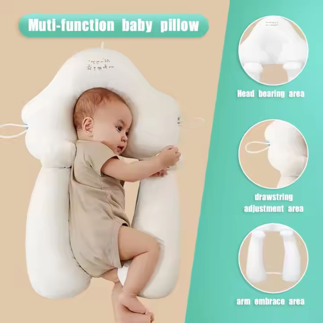 Ergonomisch Babykussen met Hoofdondersteuning Katoenen Wiegkussen Pasgeboren