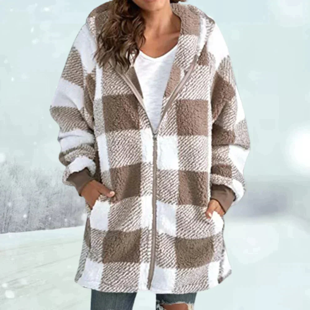 Dames Winterjas Geruit Warm Isolatie