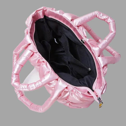 Puffer Draagtas Metallic met Ruches en Crossbodyband