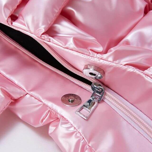 Crossbody Draagtas Puffer Met Ruches Metallic Look