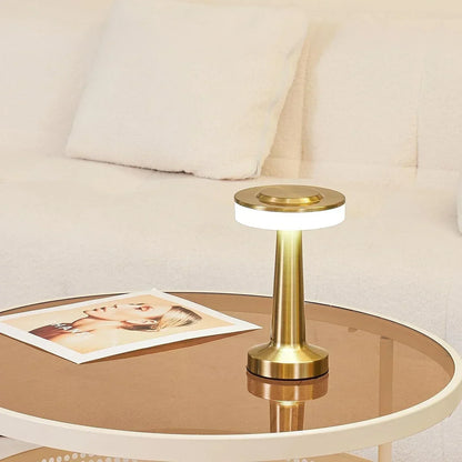 Tafellamp Draadloos Oplaadbaar Dimbaar Metaal LED 3 Lichtkleuren USB-C Goud Zilver Zwart Retro Restaurant Bar Nachtkastje Sfeerlamp Draagbaar