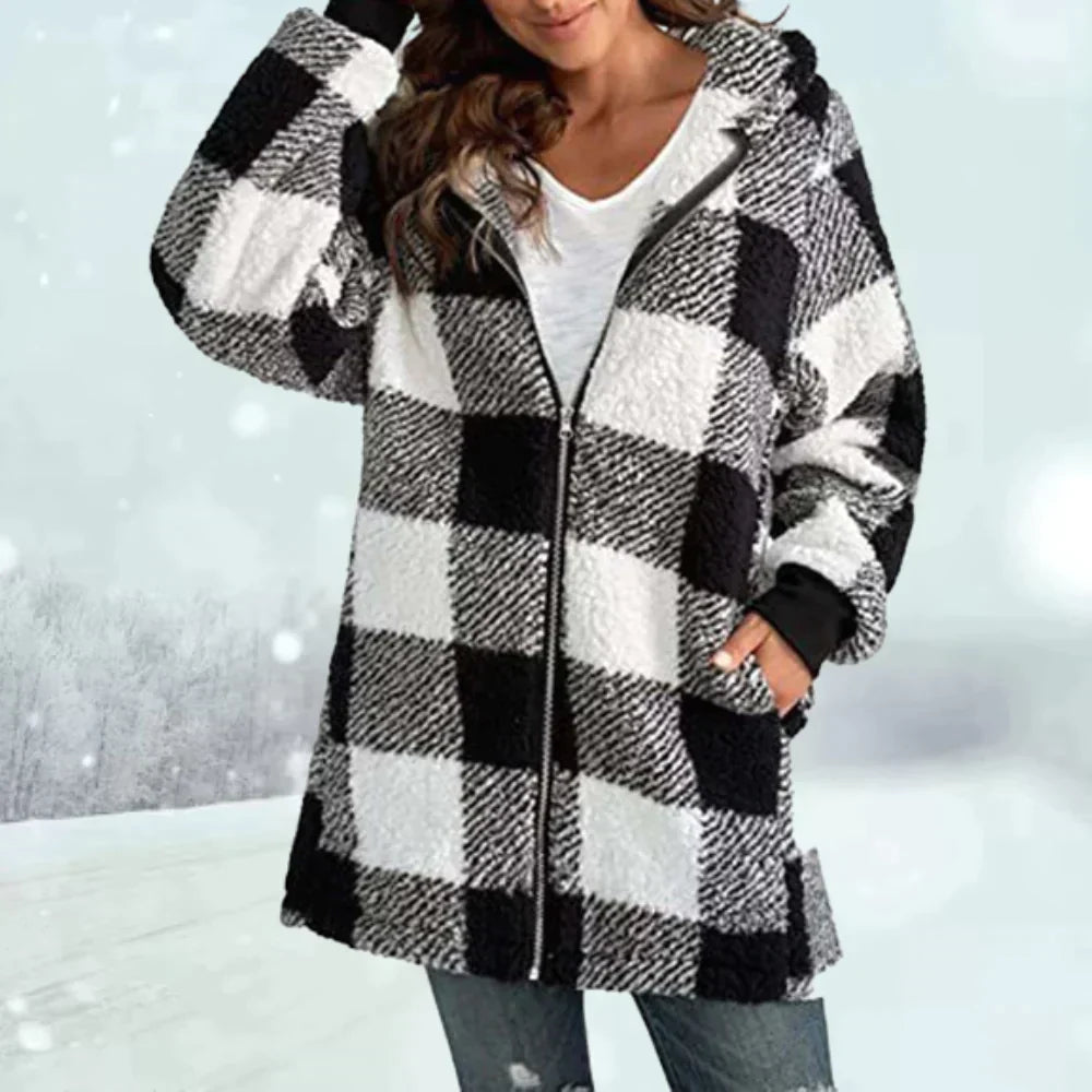 Dames Winterjas Geruit Warm Isolatie