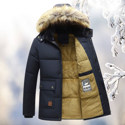 Heren Winterparka Gevoerd met Bontkraag Warm en Waterdicht