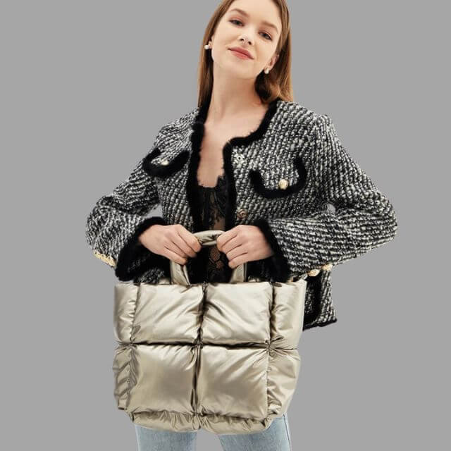 Crossbody Draagtas Puffer Met Ruches Metallic Look - StudioMarella