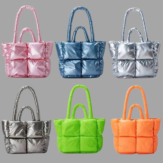Crossbody Draagtas Puffer Met Ruches Metallic Look