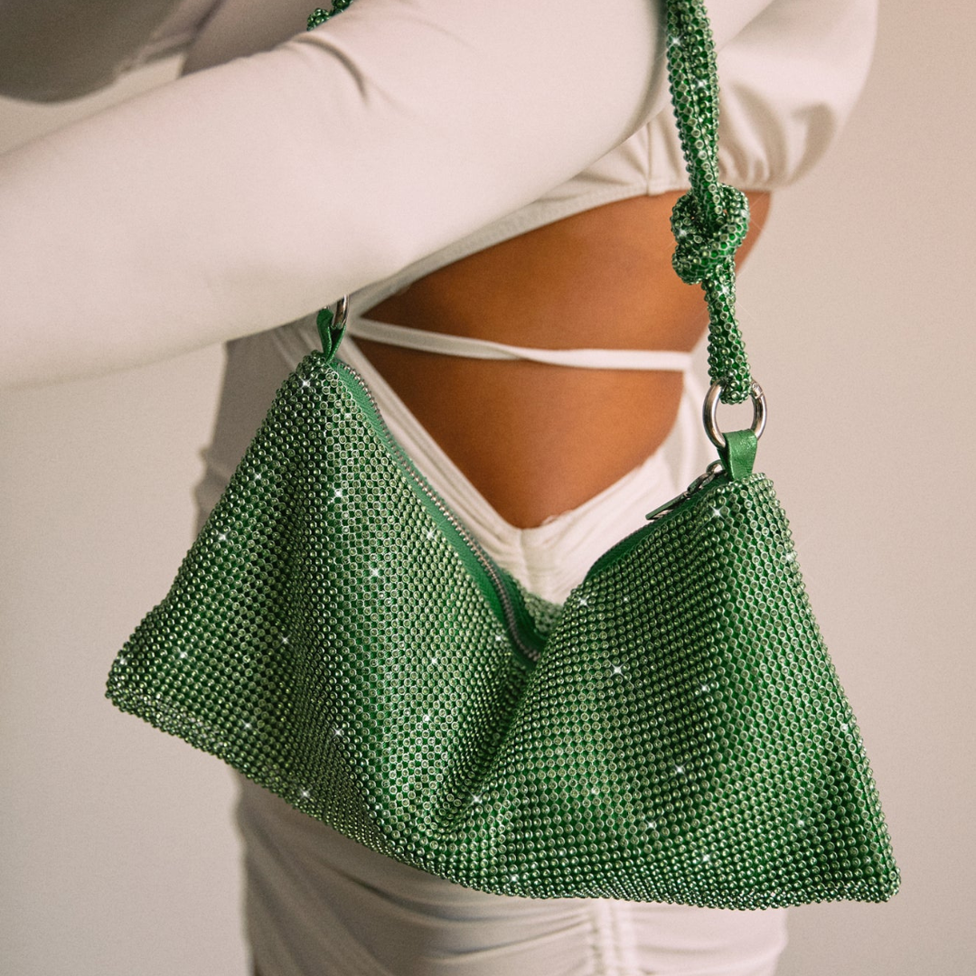 Luxe Schouder tas met Ketting Sluiting Glanzend Leer