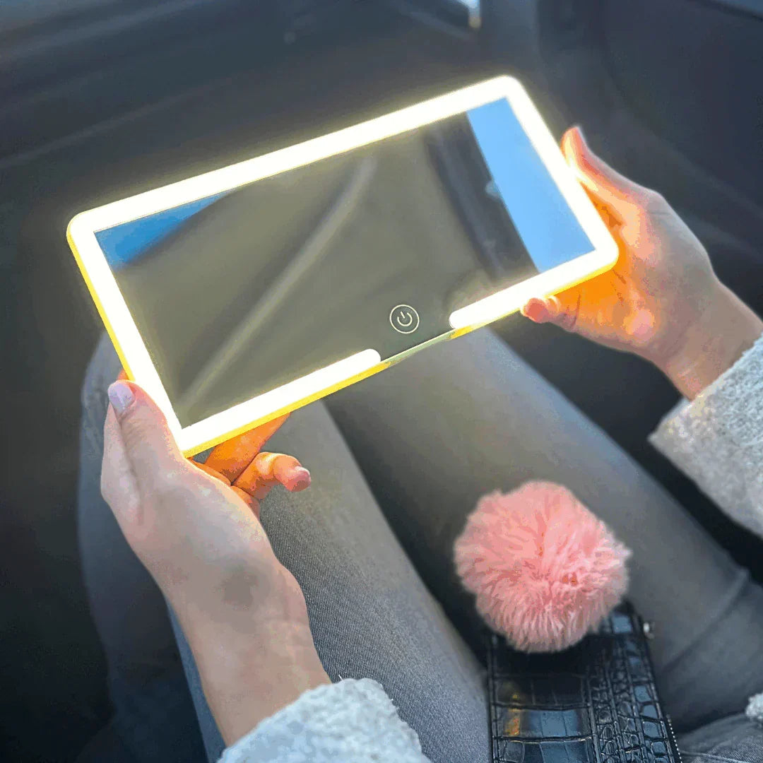 Verlichte Make-upspiegel voor Auto — 3 Lichtinstellingen LED Cosmeticaspiegel met Clip — Oplaadbaar Reisspiegel voor Zonwering en Thuisgebruik