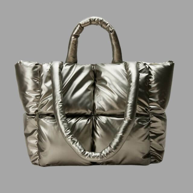Crossbody Draagtas Puffer Met Ruches Metallic Look