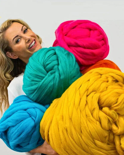 Handgebreid Chunky Plaid – Dik Gebreide Deken in Zachte Chenille voor Bank en Bed
