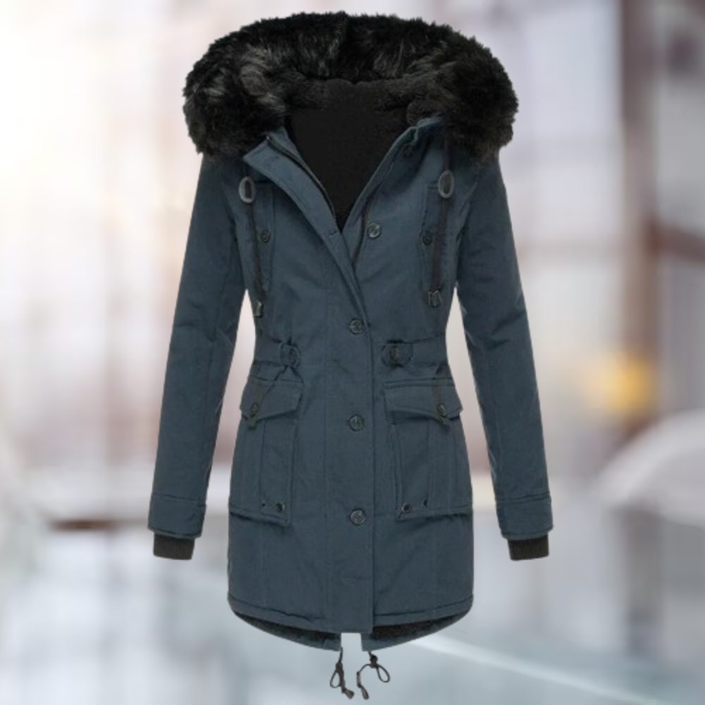Verena | Elegante Lage Winterjas van Wol en Katoen
