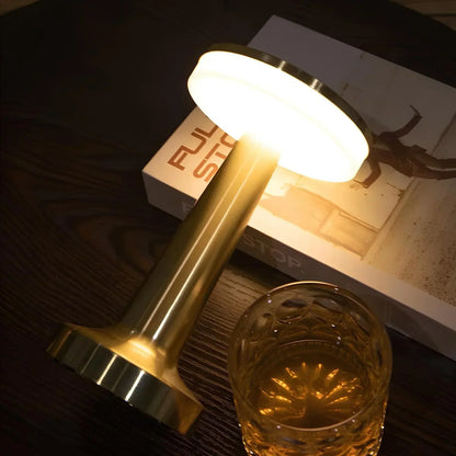 Tafellamp Draadloos Oplaadbaar Dimbaar Metaal LED 3 Lichtkleuren USB-C Goud Zilver Zwart Retro Restaurant Bar Nachtkastje Sfeerlamp Draagbaar