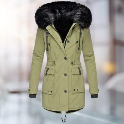 Verena | Elegante Lage Winterjas van Wol en Katoen