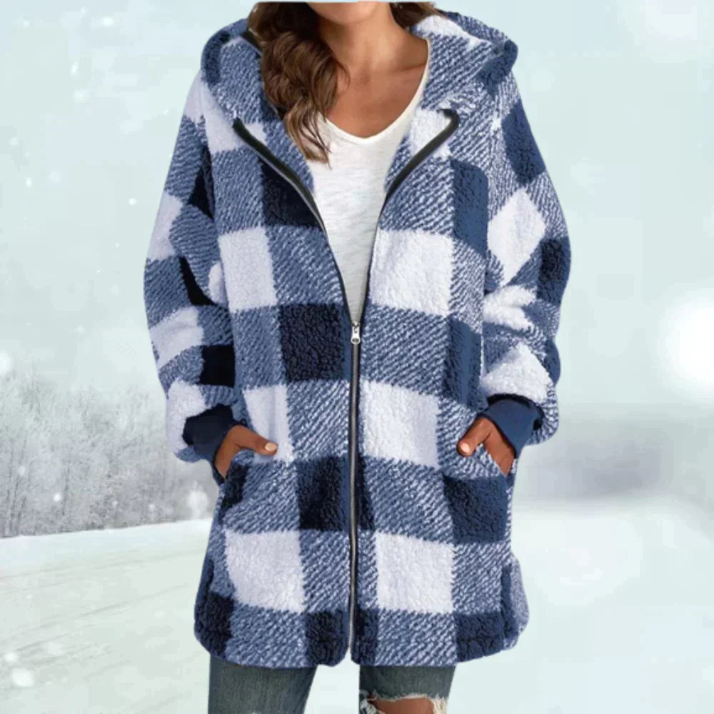 Dames Winterjas Geruit Warm Isolatie