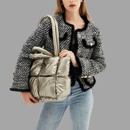 Crossbody Draagtas Puffer Met Ruches Metallic Look