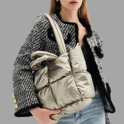 Crossbody Draagtas Puffer Met Ruches Metallic Look