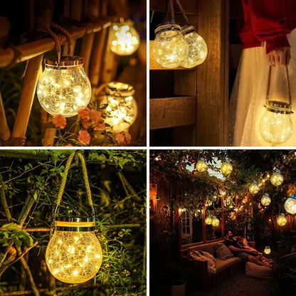 Zonne-energie Glazen Bol Lantaarn met Kraakglas Effect voor Tuin en Terras