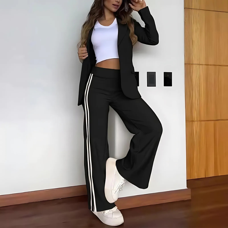 Dames Blazer en Broek Set Elegant Zwart