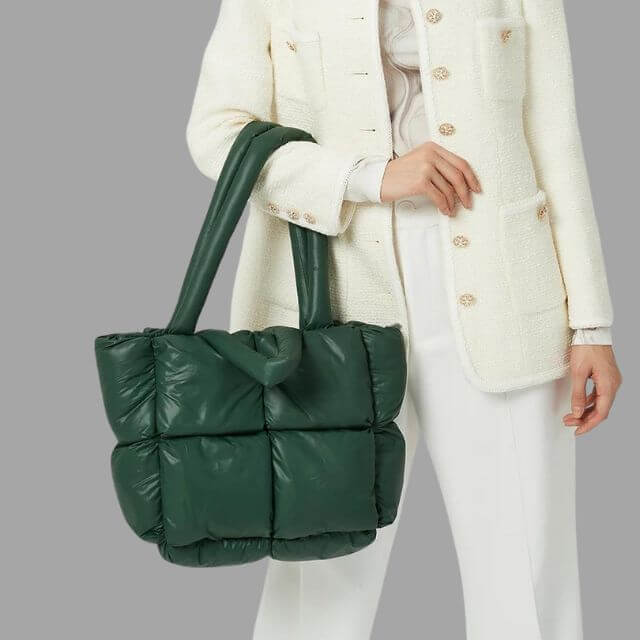 Crossbody Draagtas Puffer Met Ruches Metallic Look