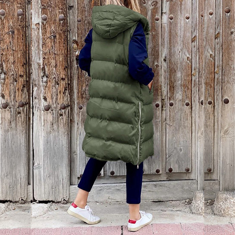 Dames Bodywarmer Mouwloos Warm Met Capuchon