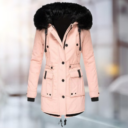 Verena | Elegante Lage Winterjas van Wol en Katoen