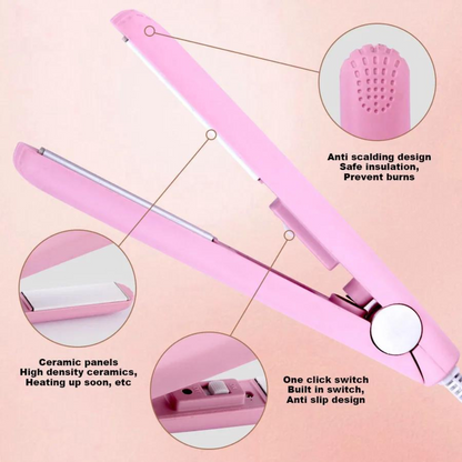Compact Keramisch Haarstyler voor Krullen en Glad Haar met 3D-Platen Roze Paars Blauw Wit Groen Geel Snel Opwarmen 45 Seconden Instelbare Temperatuur Reisstyler