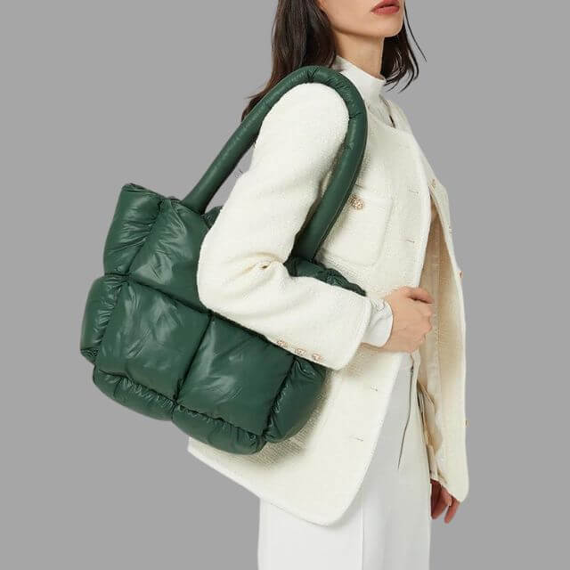 Puffer Draagtas Metallic met Ruches en Crossbodyband