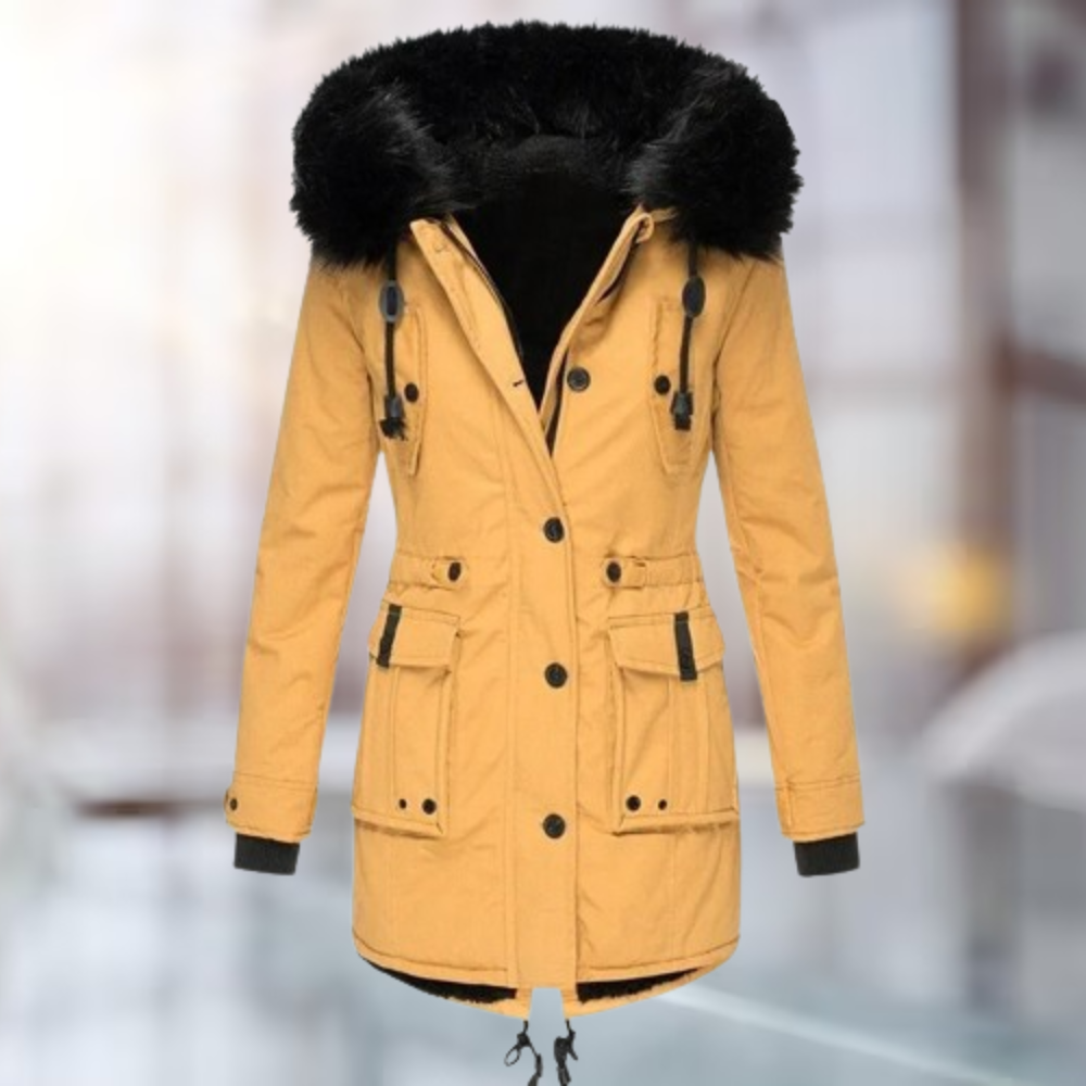 Verena | Elegante Lage Winterjas van Wol en Katoen