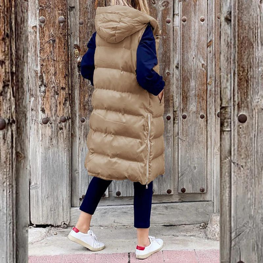 Dames Bodywarmer Mouwloos Warm Met Capuchon