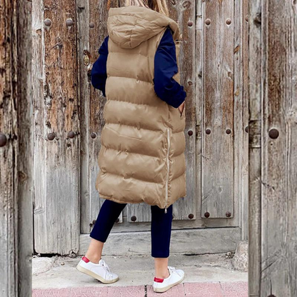 Dames Bodywarmer Mouwloos Warm Met Capuchon