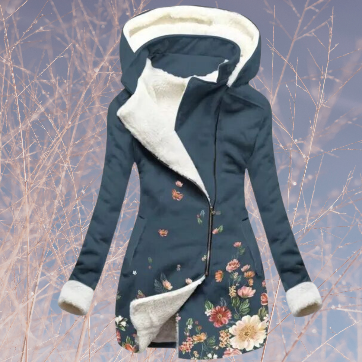 Bontjas voor Vrouw Halflang Bedrukt Designer Model - StudioMarella