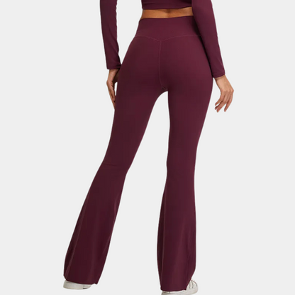 Dames Sportlegging Elastisch Flared Zijden Look
