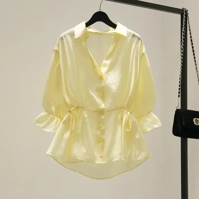 Vrouwelijke Zomer Blouse Chiffon Lichte Kleur