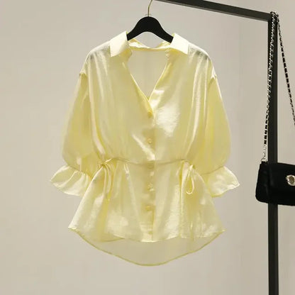 Vrouwelijke Zomer Blouse Chiffon Lichte Kleur