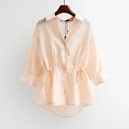 Vrouwelijke Zomer Blouse Chiffon Lichte Kleur