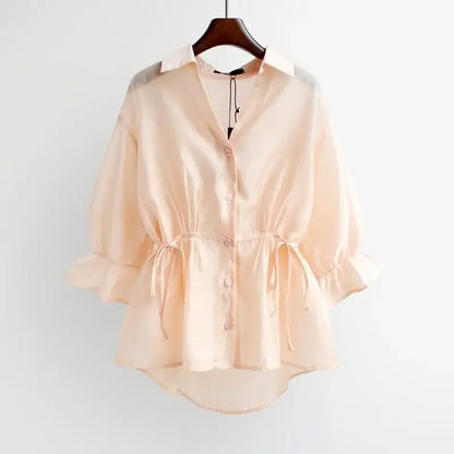 Vrouwelijke Zomer Blouse Chiffon Lichte Kleur
