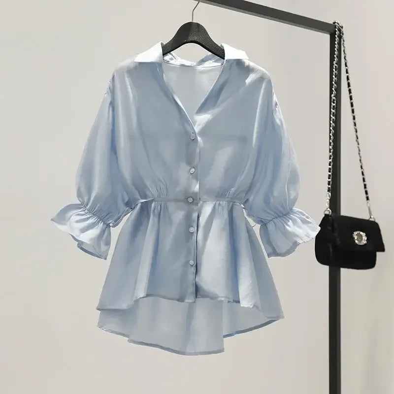 Vrouwelijke Zomer Blouse Chiffon Lichte Kleur