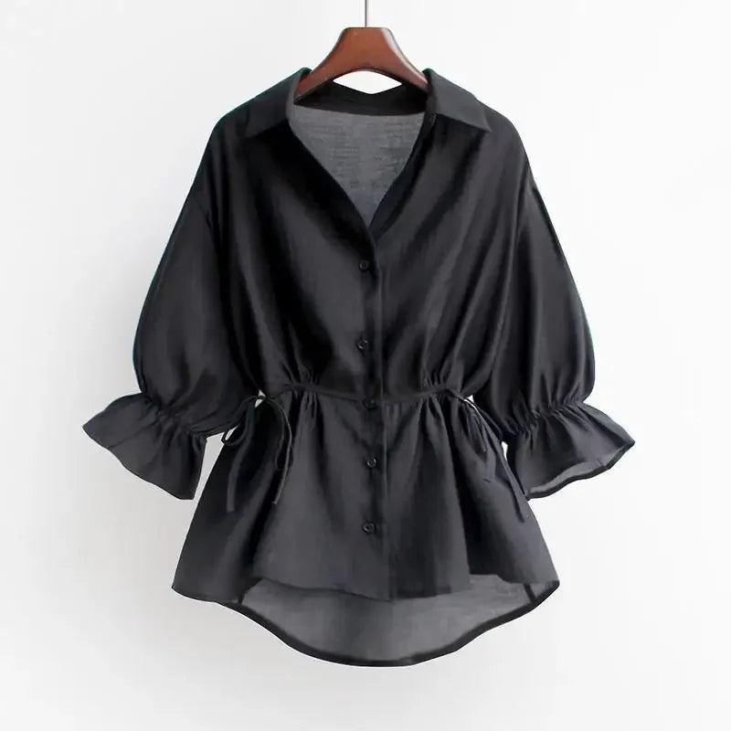 Vrouwelijke Zomer Blouse Chiffon Lichte Kleur
