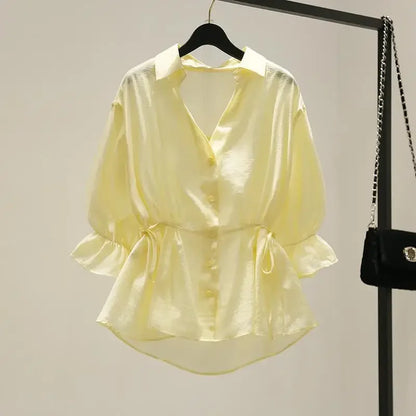 Vrouwelijke Zomer Blouse Chiffon Lichte Kleur