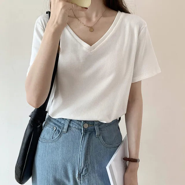 Korte Mouw T-shirt Dames Zomerse Strepen