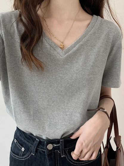 Korte Mouw T-shirt Dames Zomerse Strepen
