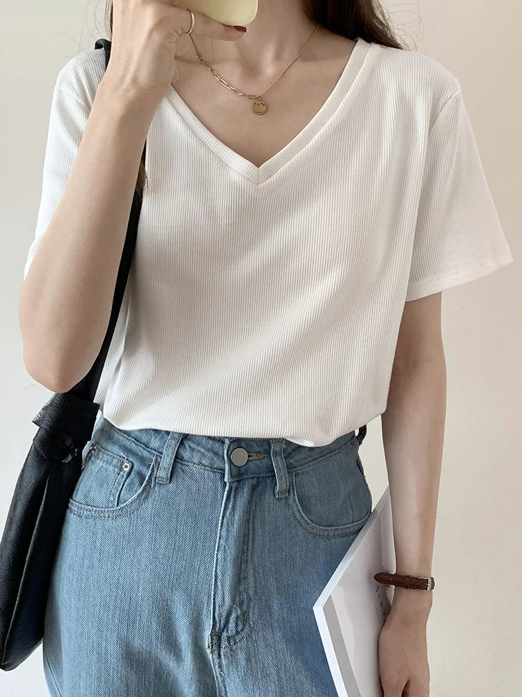 Korte Mouw T-shirt Dames Zomerse Strepen
