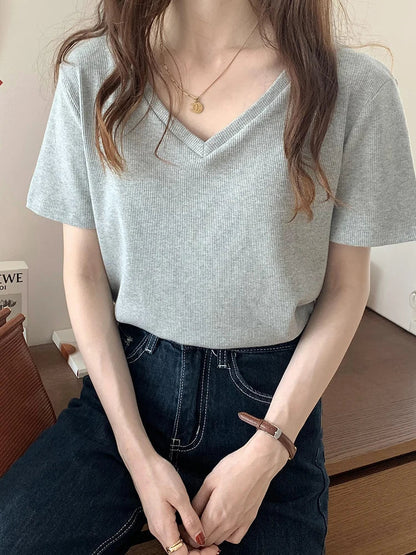 Korte Mouw T-shirt Dames Zomerse Strepen