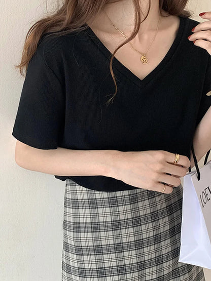 Korte Mouw T-shirt Dames Zomerse Strepen