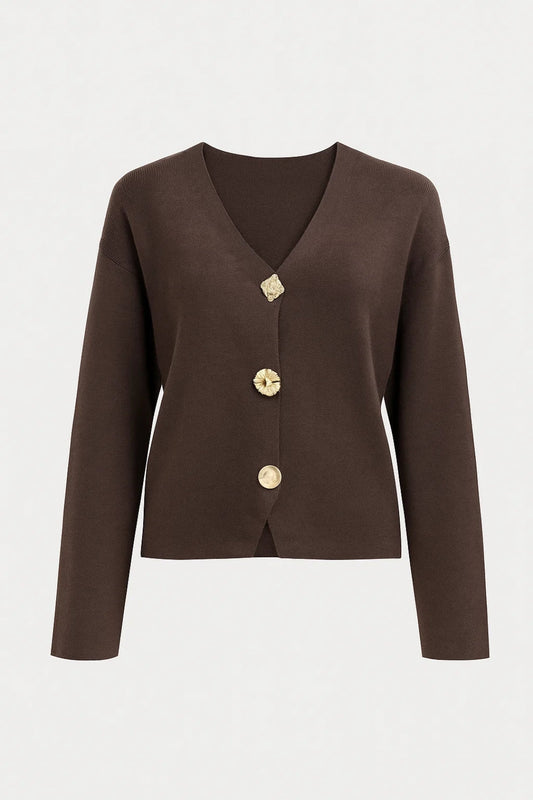 V-Neck Cardigan Met Stijlvolle Knopen Elegante Look - StudioMarella