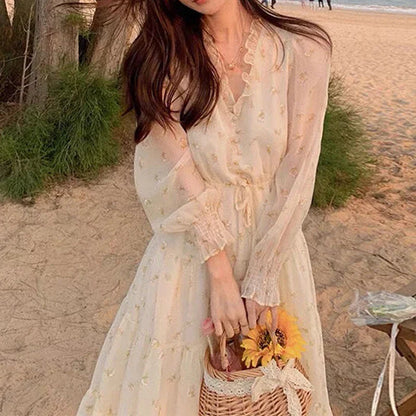 Lente Zomerjurk Bloemen Chiffon Jurk voor Vrouw