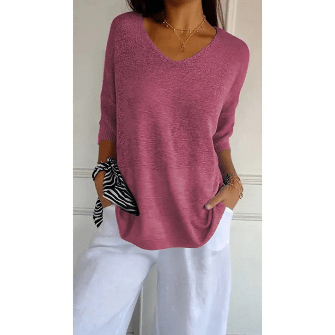 V-hals Tuniekblouse Dames | Relaxed Fit Katoenmix 4
